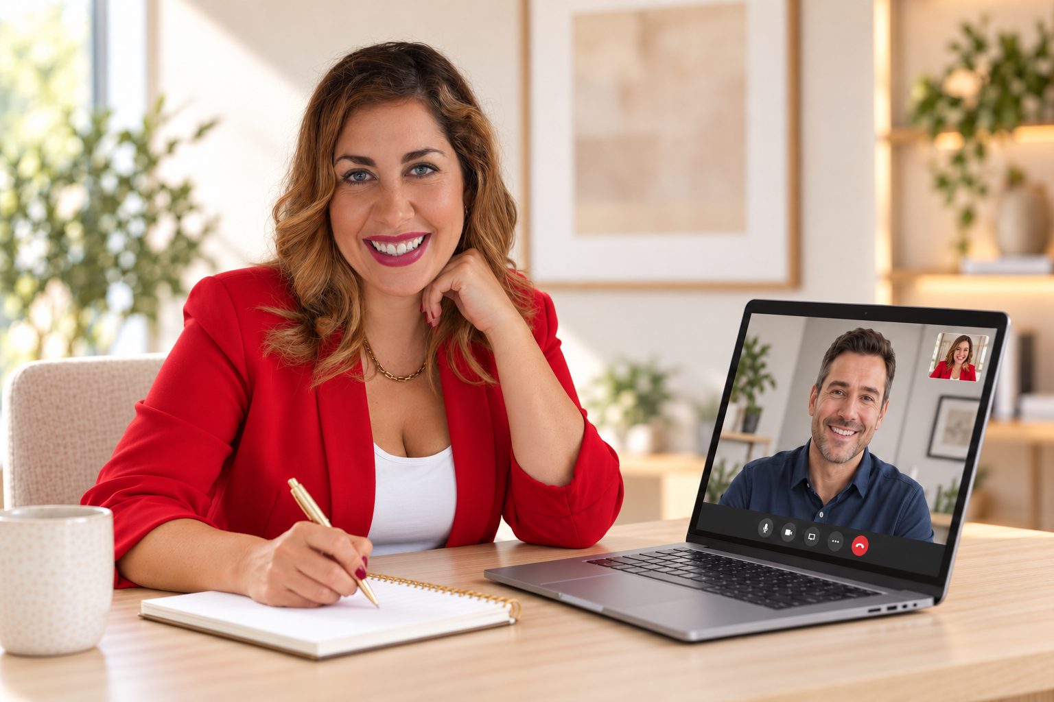 Natascha Morina im Online-Coaching per Videocall mit einem Gründer
